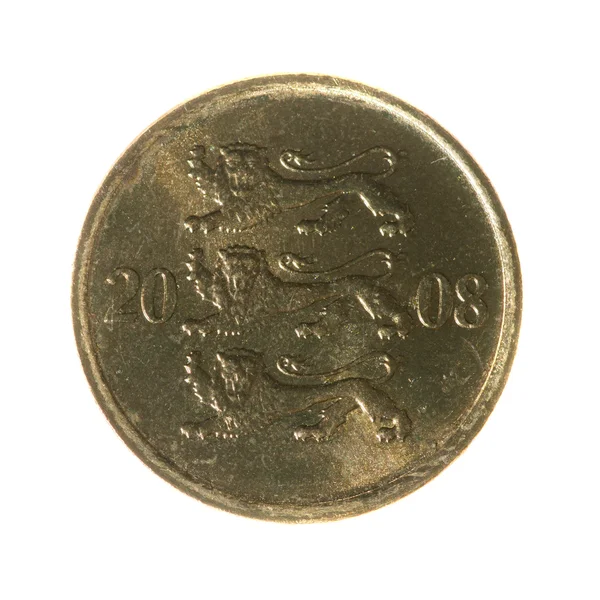 Металлические монеты на белом фоне — стоковое фото