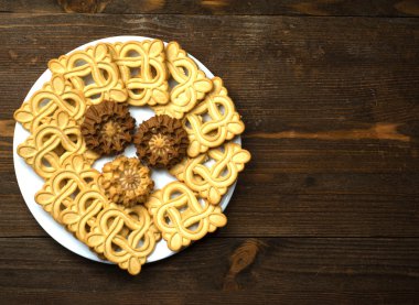 Çerezler dokulu bir arka plan üzerinde. Rustik tarzı