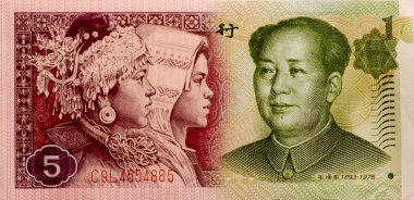  kolaj iki Çin banknotların arka plan olarak oluşur..