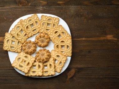 Çerezler dokulu bir arka plan üzerinde. Rustik tarzı