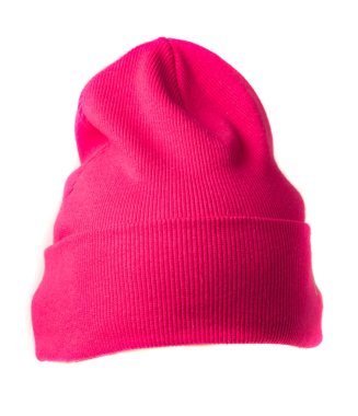 Örgü şapka beyaz arkaplanda izole 