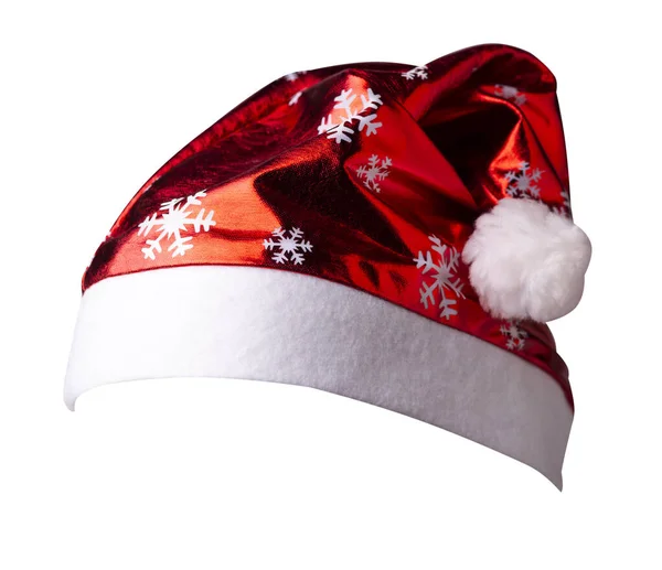 Santa Claus Rood Met Sneeuwvlokken Hoed Geïsoleerd Witte Achtergrond Santa — Stockfoto