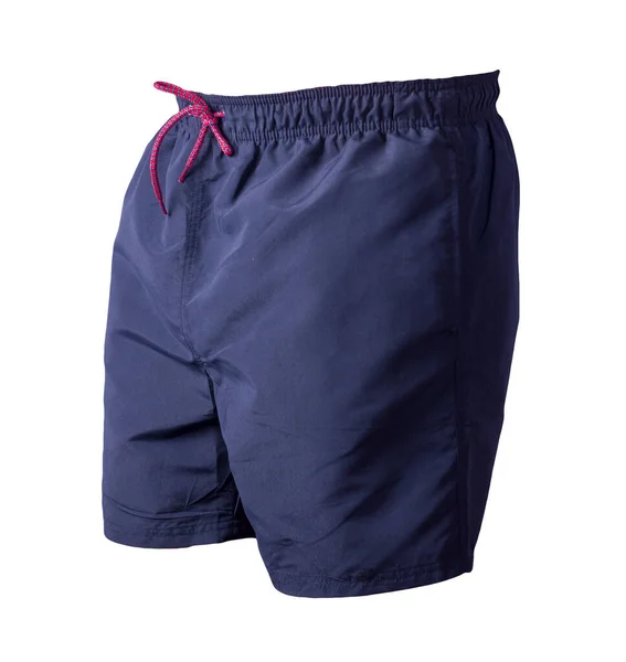 Heren Donker Blauwe Shorts Geïsoleerd Witte Achtergrond Sport Broek — Stockfoto