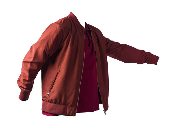 남성의 폭격기 재킷과 셔츠는 배경에 고립되어 있었다 유행하는 평상복 — 스톡 사진