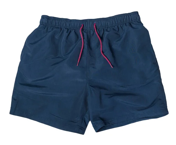 Erkeklerin koyu mavi şortları beyaz arka planda izole edilmiş.