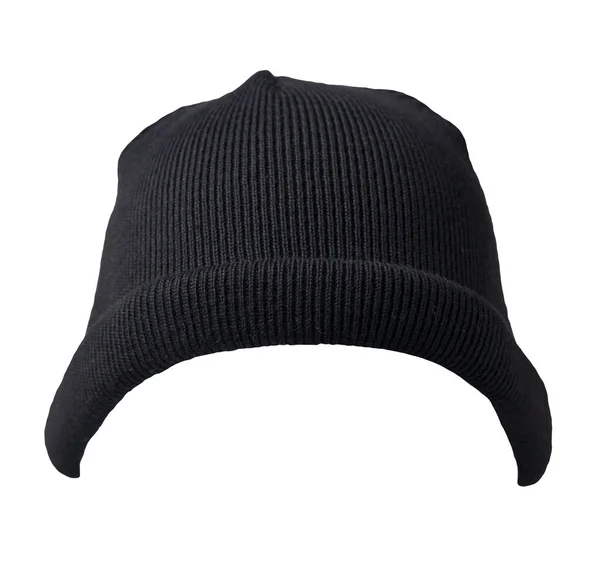 Docker Cappello Nero Lavorato Maglia Isolato Sfondo Bianco Cappello Rapper — Foto Stock