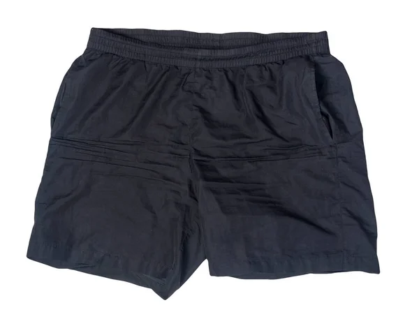 Män Svarta Shorts Isolerad Vit Bakgrund Sport Byxor Ovanifrån — Stockfoto