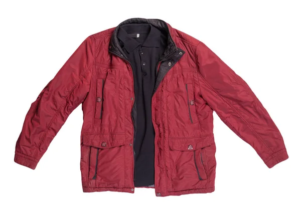 Rote Jacke Und Schwarzer Pullover Isoliert Auf Weißem Hintergrund Bologna — Stockfoto