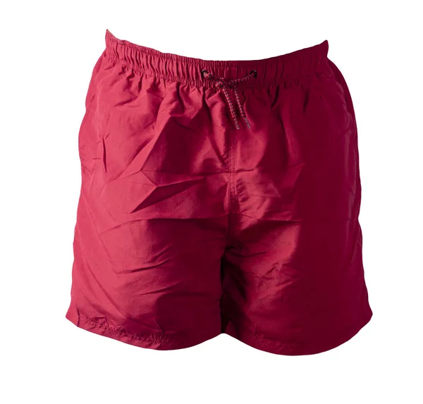 Män Röda Shorts Isolerad Vit Bakgrund Sport Byxor — Stockfoto