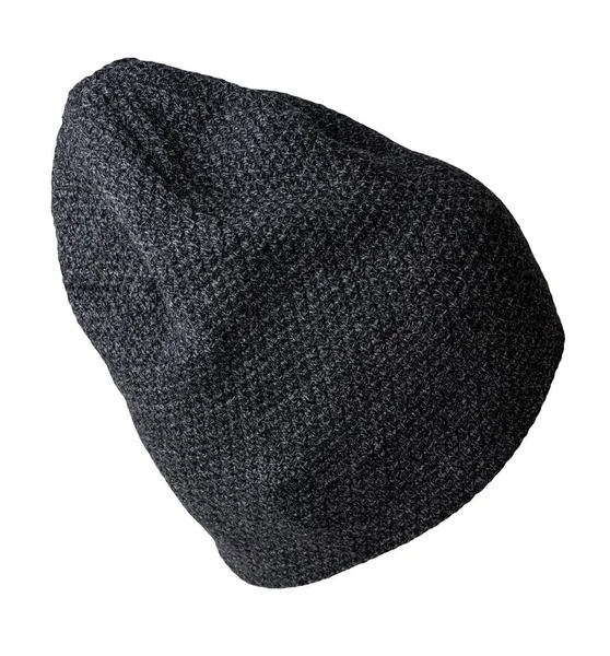 Pălărie Grafit Tricotat Izolat Background Fashion Accesoriu Pălărie Pentru Stil — Fotografie, imagine de stoc