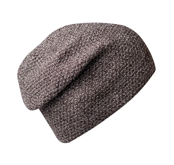 Cappello Marrone Lavorato Maglia Isolato Uno Sfondo Bianco Accessorio Cappello — Foto Stock