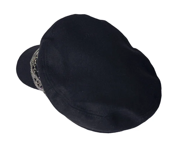 Beyaz Arka Planda Vizörlü Moda Şapkası Şapkalı Kadın Renkli Şapka — Stok fotoğraf