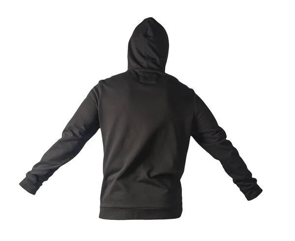 Schwarzes Sweatshirt Mit Eisernem Reißverschluss Und Kapuze Auf Weißem Hintergrund — Stockfoto