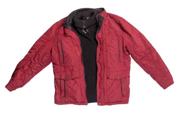 Rote Jacke Und Schwarzer Pullover Isoliert Auf Weißem Hintergrund Bologna — Stockfoto