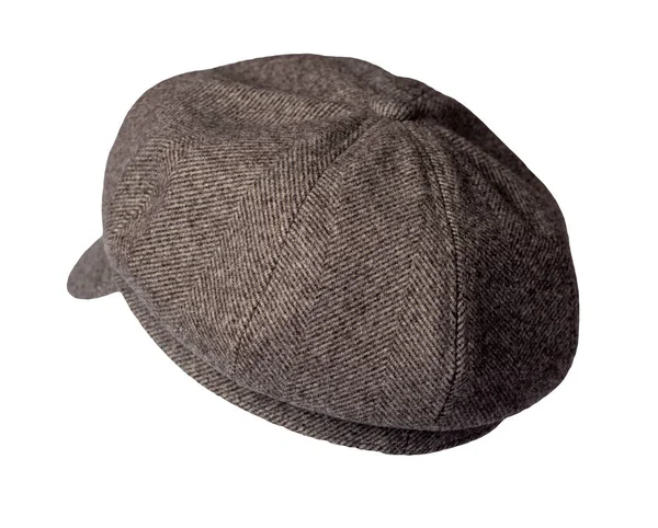 Mode Braunen Hut Mit Visier Isoliert Auf Weißem Hintergrund Kappe — Stockfoto