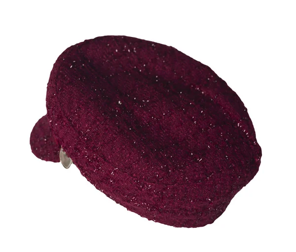 Мода Бургундская Шляпа Козырьком Изолированы Белом Фоне Cap Женщины Цветная — стоковое фото