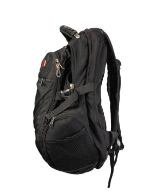 Sırt çantası beyaz arka planda izole edildi. giysi için şehir sırt çantası