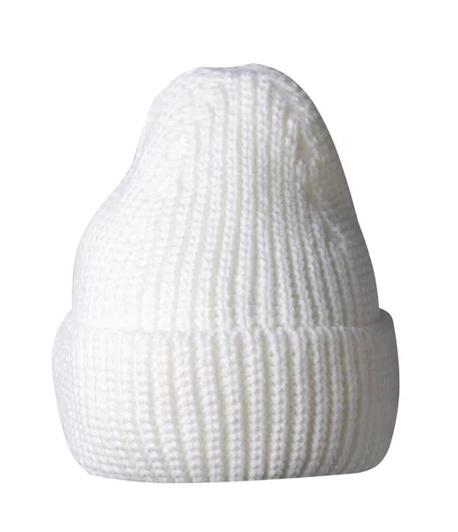 Chapeau Blanc Pour Femme Chapeau Tricoté Isolé Sur Fond Blanc — Photo