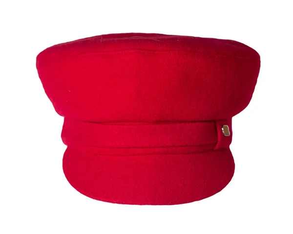 Chapéu Vermelho Moda Com Viseira Isolada Fundo Branco Cap Fêmea — Fotografia de Stock