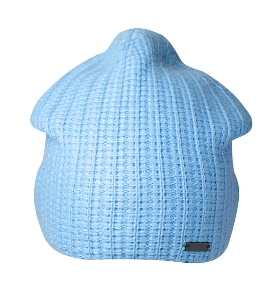 Blauer Hut Für Frauen Strickmütze Isoliert Auf Weißem Hintergrund — Stockfoto
