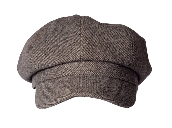 Mode Braunen Hut Mit Visier Isoliert Auf Weißem Hintergrund Kappe — Stockfoto