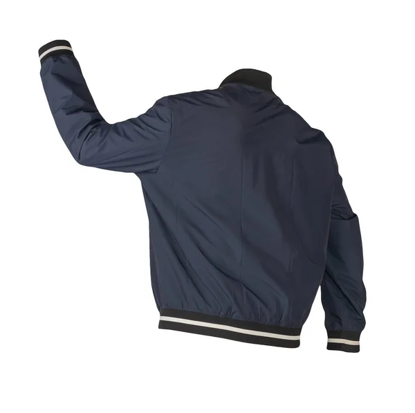 mens dark blue bomber jacket isolated on white background. fashionable clothes for every day