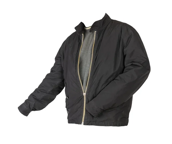 白い背景に隔離されたジッパーとグレーのセーターの上に黒いジャケット — ストック写真