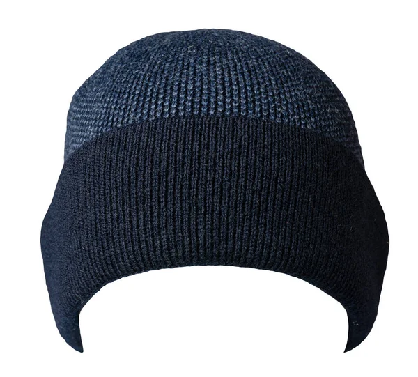 Πλεκτό Σκούρο Μπλε Denim Καπέλο Που Απομονώνεται Λευκό Φόντο Αξεσουάρ — Φωτογραφία Αρχείου
