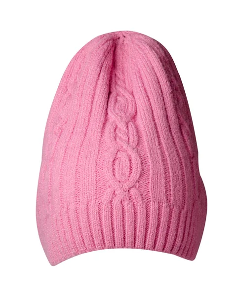 Pinkfarbener Hut Für Frauen Strickmütze Isoliert Auf Weißem Hintergrund — Stockfoto