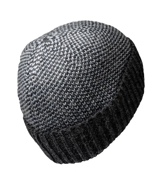 Chapeau Graphite Gris Tricoté Isolé Sur Fond Blanc Accessoire Chapeau — Photo