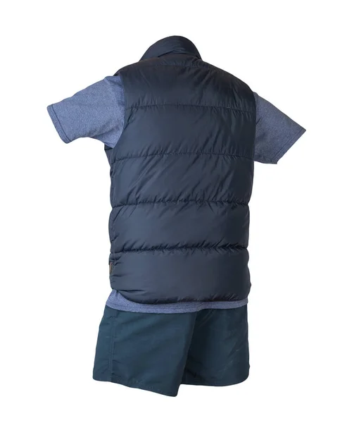Jaqueta Sem Mangas Azul Escuro Camiseta Marinha Calções Esportivos Azuis — Fotografia de Stock