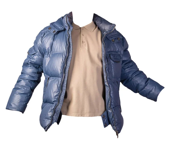 Männer Hakki Shirt Und Blaue Jacke Isoliert Auf Weißem Hintergrund — Stockfoto