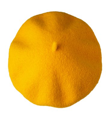 Dişi sarı bere beyaz arka planda izole edilmiş. sonbahar aksesuarı