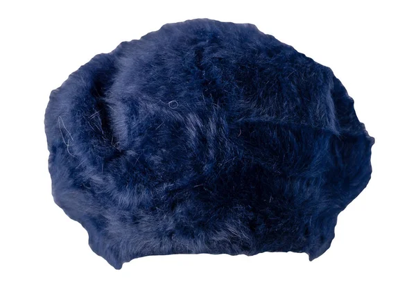 Female Dark Blue Fur Beret Isolated White Background Autumn Accessory — Stock Photo, Image