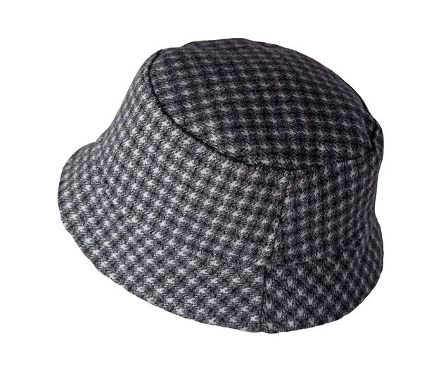 Autunno Cappello Nero Grigio Secchio Isolato Sfondo Bianco Cappello Pescatore — Foto Stock