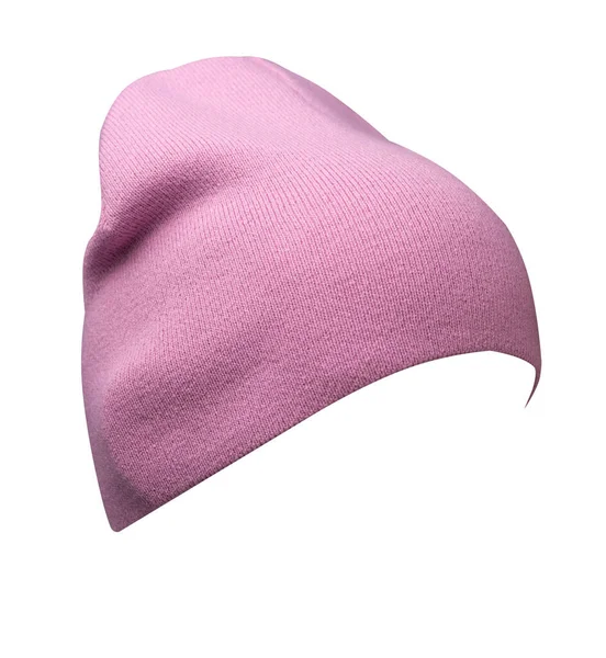 女性用ピンクの帽子 白い背景に隔離されたニット帽 — ストック写真
