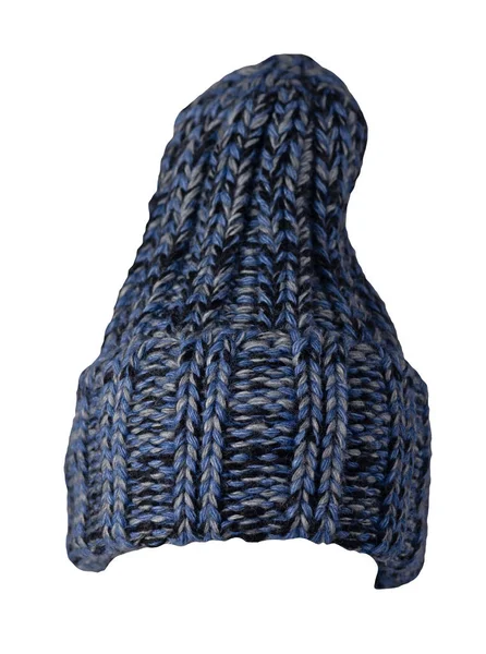 Hat Dark Blue Turquoise Knitted Isolated White Background Warm Winter — Stock Photo, Image