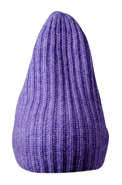 Женская Фиолетовая Шляпа Трикотажная Шляпа Изолированы Белом Фоне — стоковое фото