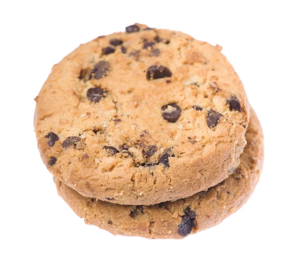 Stack of cookies with chocolate isolated on white — Stock Photo, Image