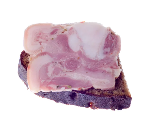 Sandwich met ham geïsoleerd op wit — Stockfoto