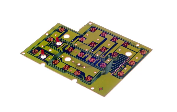 Elektronische circuit bord geïsoleerd op een witte — Stockfoto