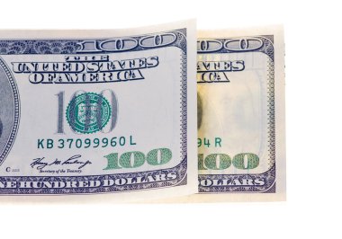  Two hundred dollars banknotes isolated on white background