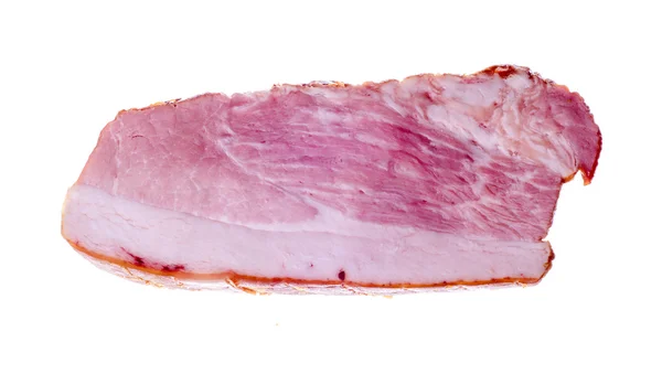 Pezzo di prosciutto isolato su sfondo bianco — Foto Stock