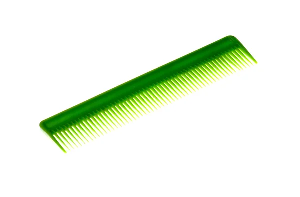 Escova de cabelo verde Isolado no fundo branco — Fotografia de Stock