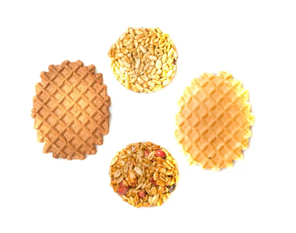 Vier Kekse isoliert auf weißem Hintergrund — Stockfoto