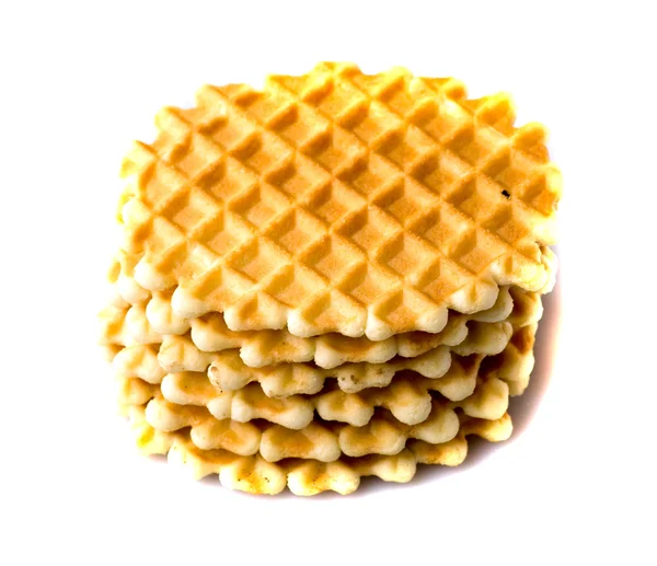 Stapel Waffelkekse isoliert auf weißem Hintergrund — Stockfoto