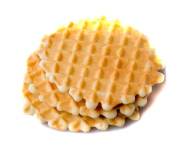 Beyaz arka plan üzerinde izole waffle kurabiye