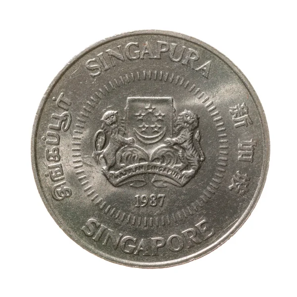 Moneda. Singapur un centavo aislado sobre fondo blanco. vista superior — Foto de Stock
