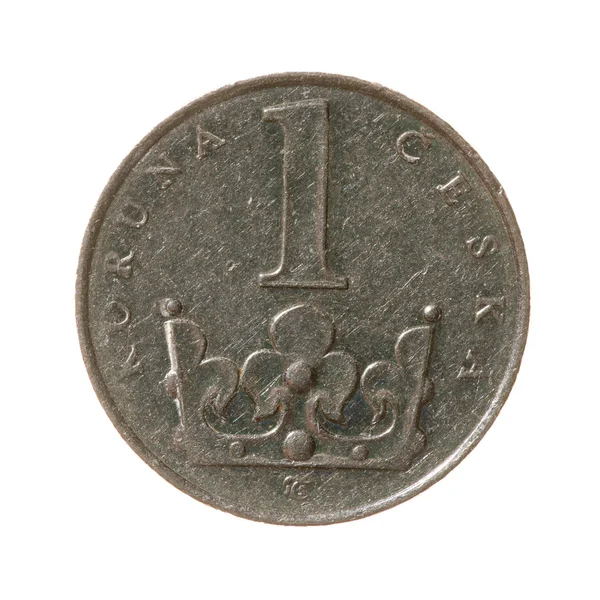 Moneda de corona checa una aislada sobre fondo blanco. vista superior — Foto de Stock