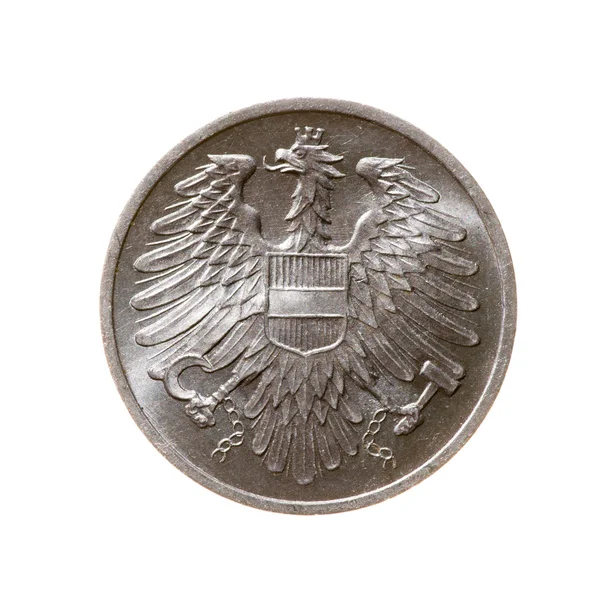 オーストリアは白地に分離された 2 つのペニー コイン。トップ ビュー — ストック写真